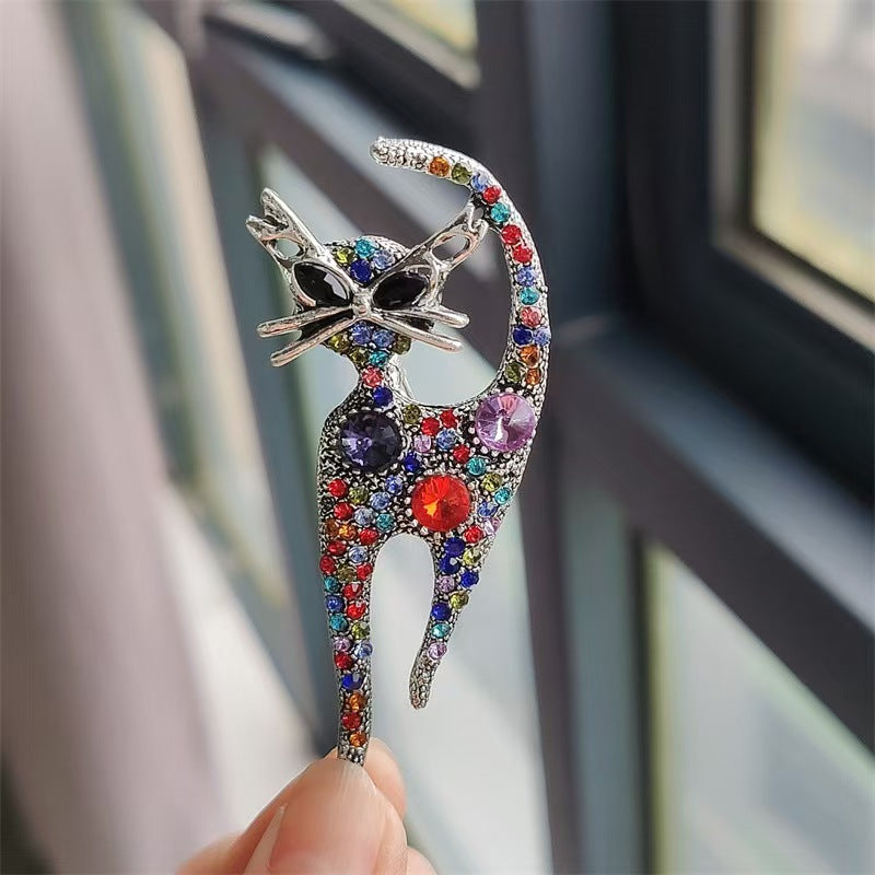 Diamond Cat Brooch
