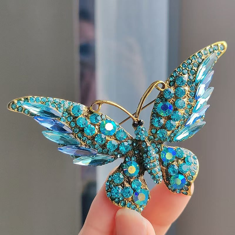 Colorful Diamond Butterfly Brooch
