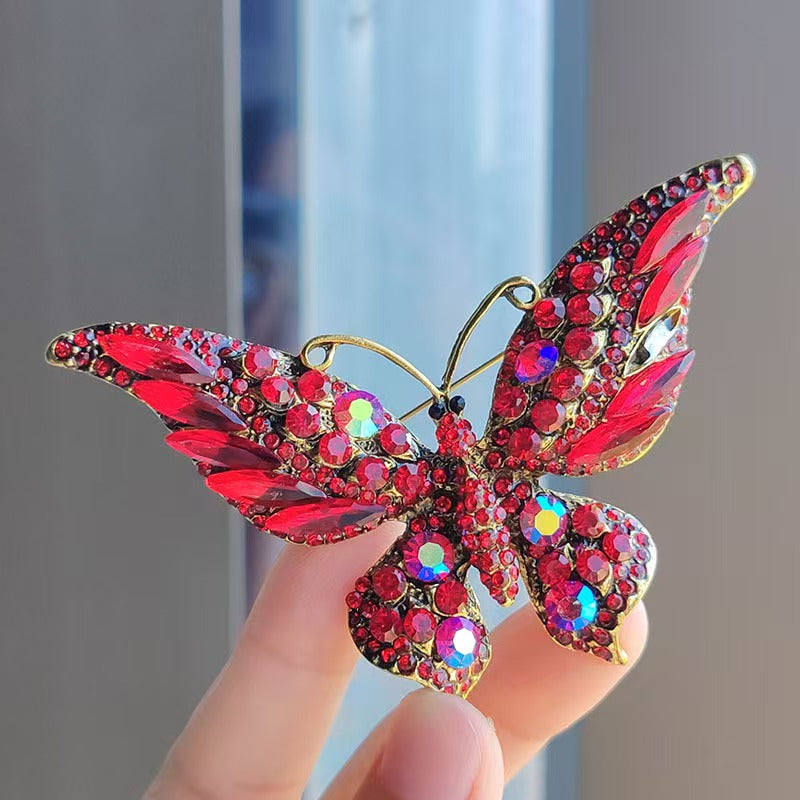 Colorful Diamond Butterfly Brooch