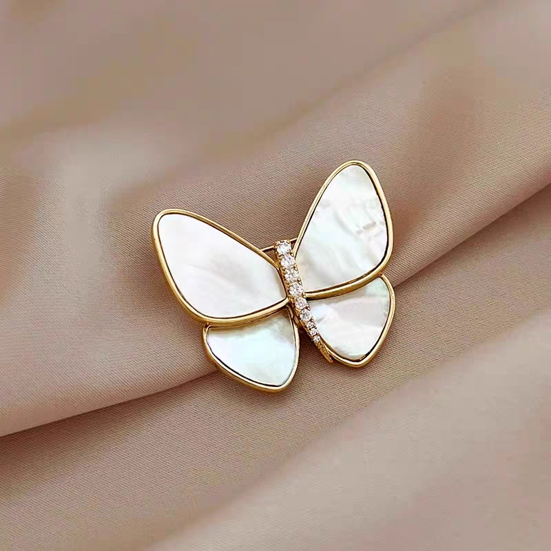 White Mother-of-Pearl Butterfly Brooch