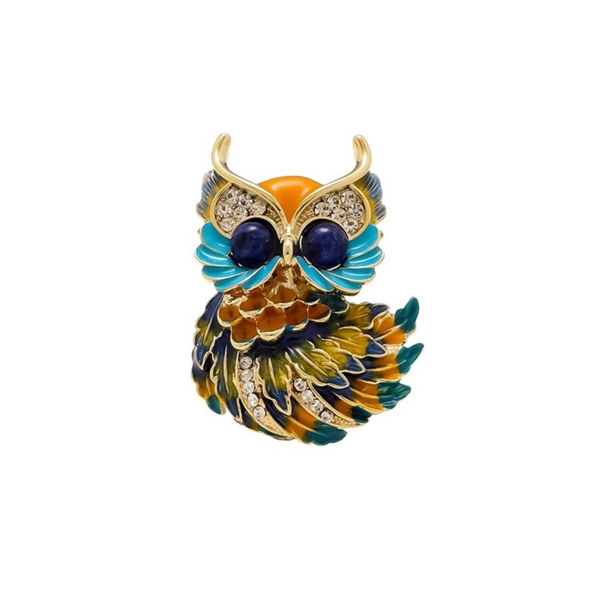 Enamel painted owl brooch