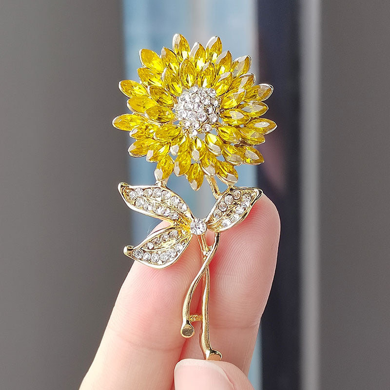 Diamond Sunflower Brooch