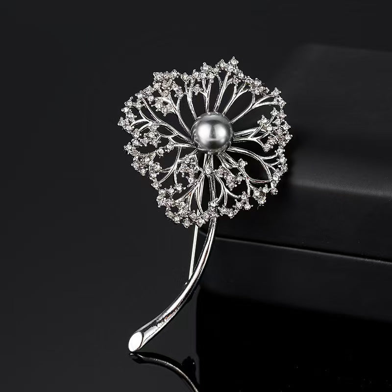 Dandelion flower brooch