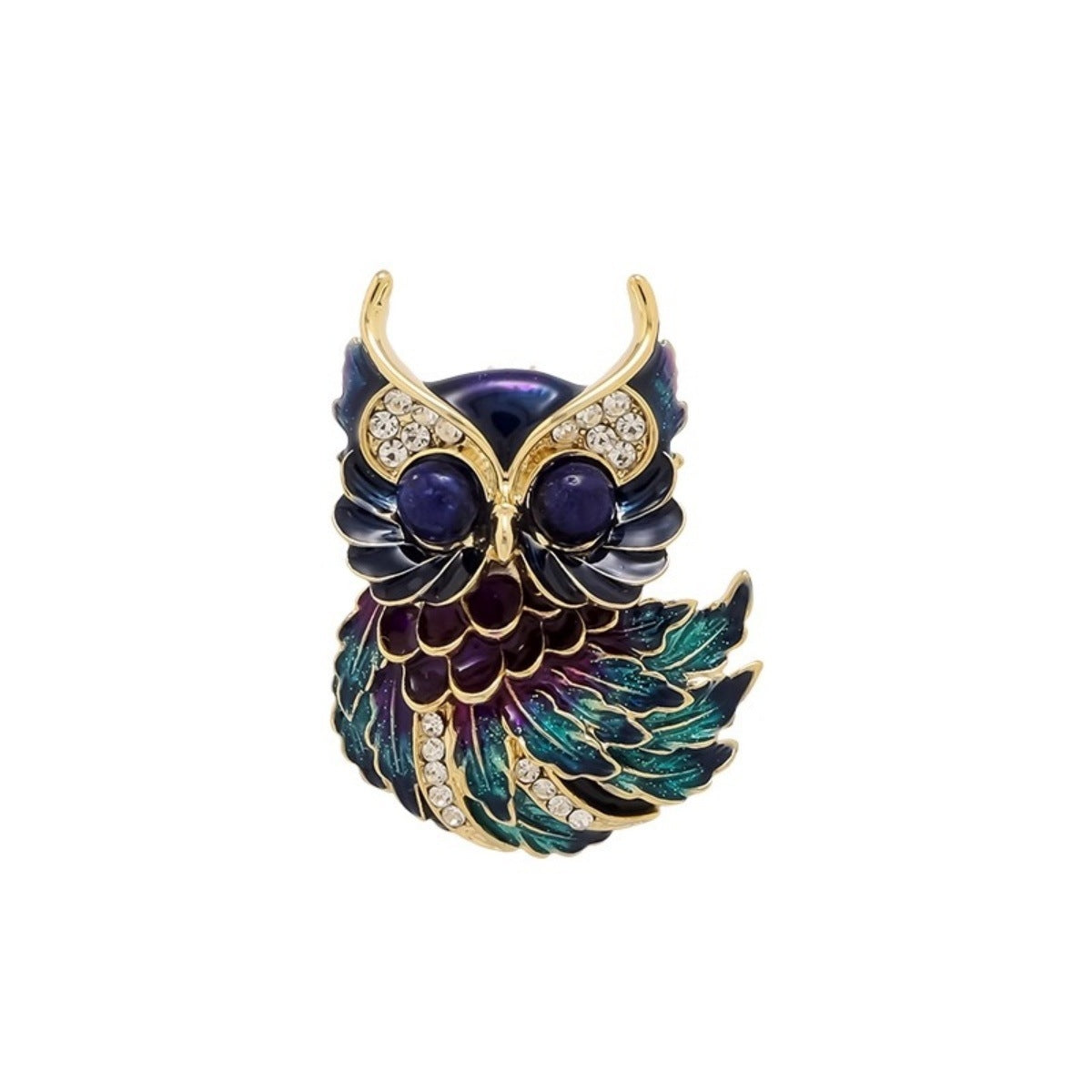 Enamel painted owl brooch