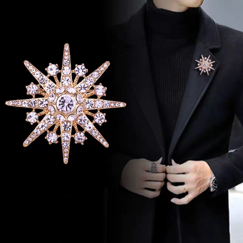Snowflake Eight-Pointed Star Brooch