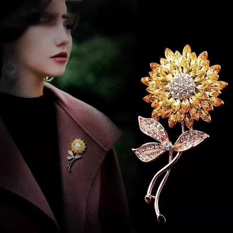 Diamond Sunflower Brooch