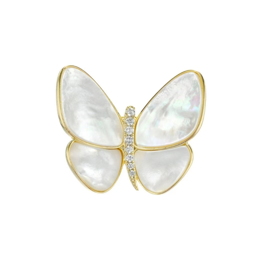 White Mother-of-Pearl Butterfly Brooch