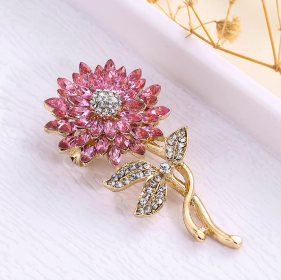 Diamond Sunflower Brooch