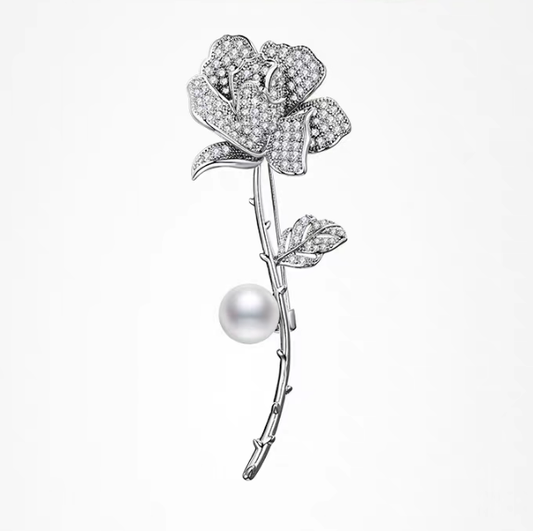 Pearl Pin Camellia Brooch