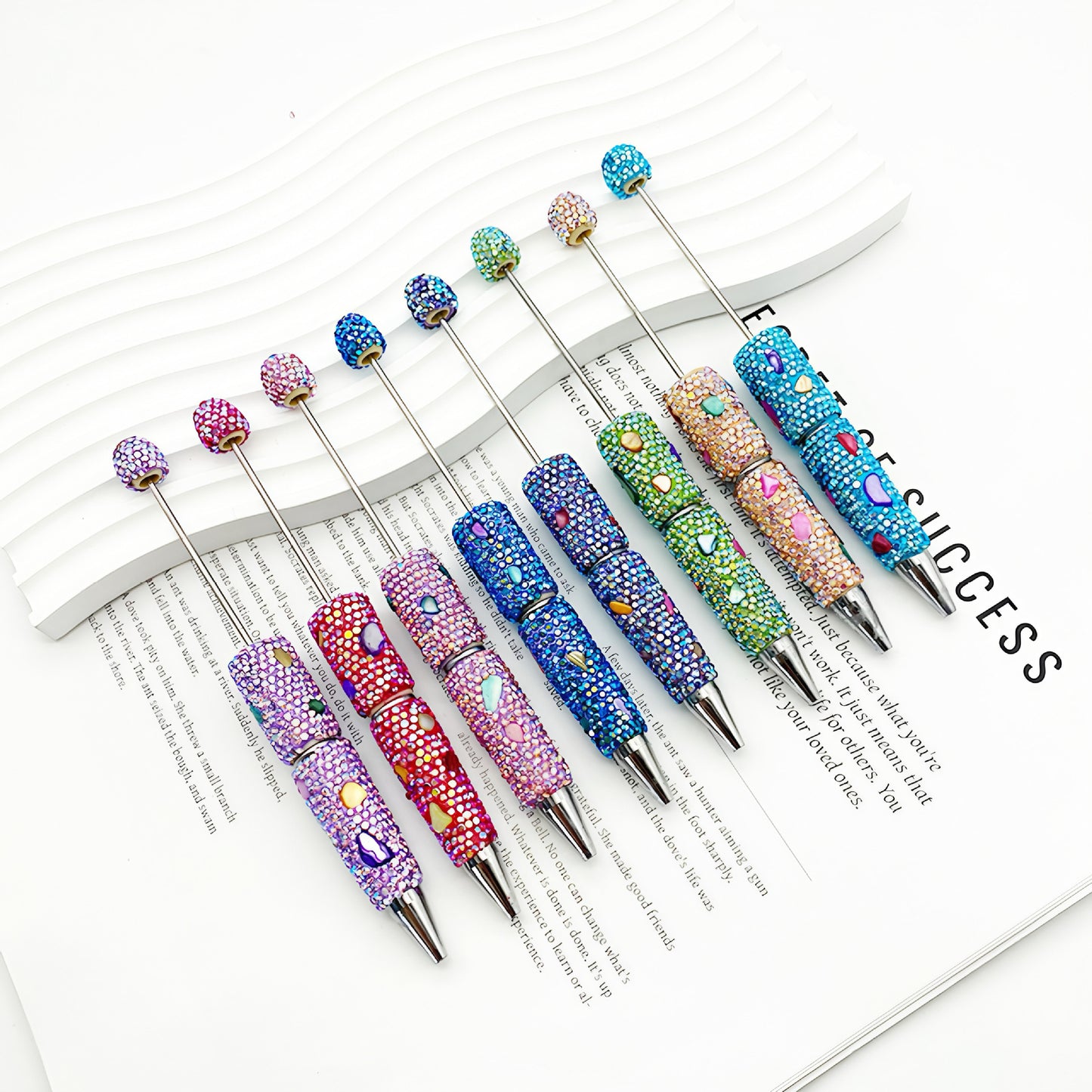 Electroplated Multicolored Shell Full Diamond Beadble Pen