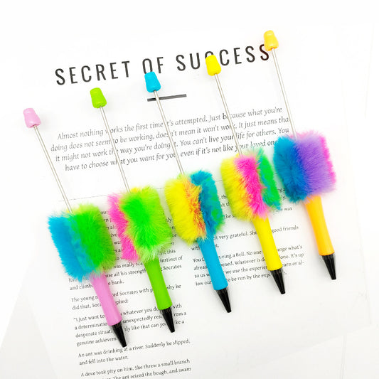 Rainbow Plush Beaded Pen