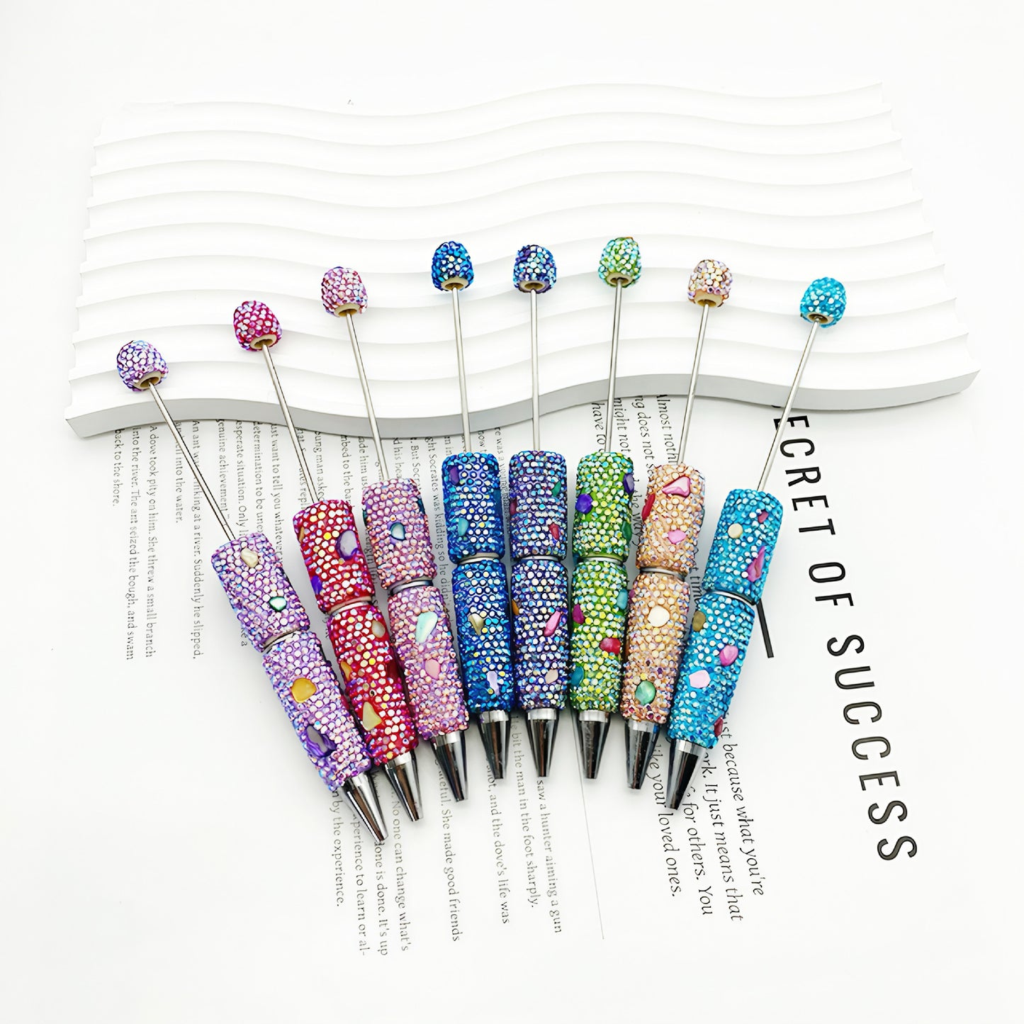 Electroplated Multicolored Shell Full Diamond Beadble Pen