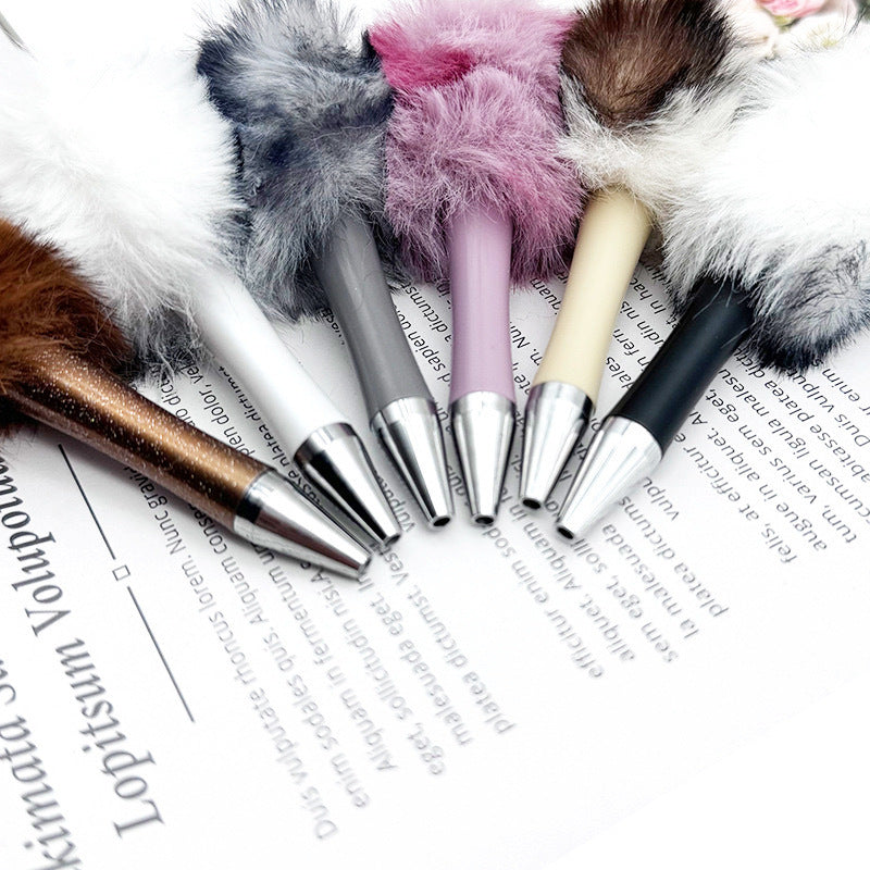 Leopard-print Plush Beaded Pen