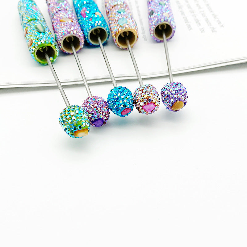 Electroplated Multicolored Shell Full Diamond Beadble Pen