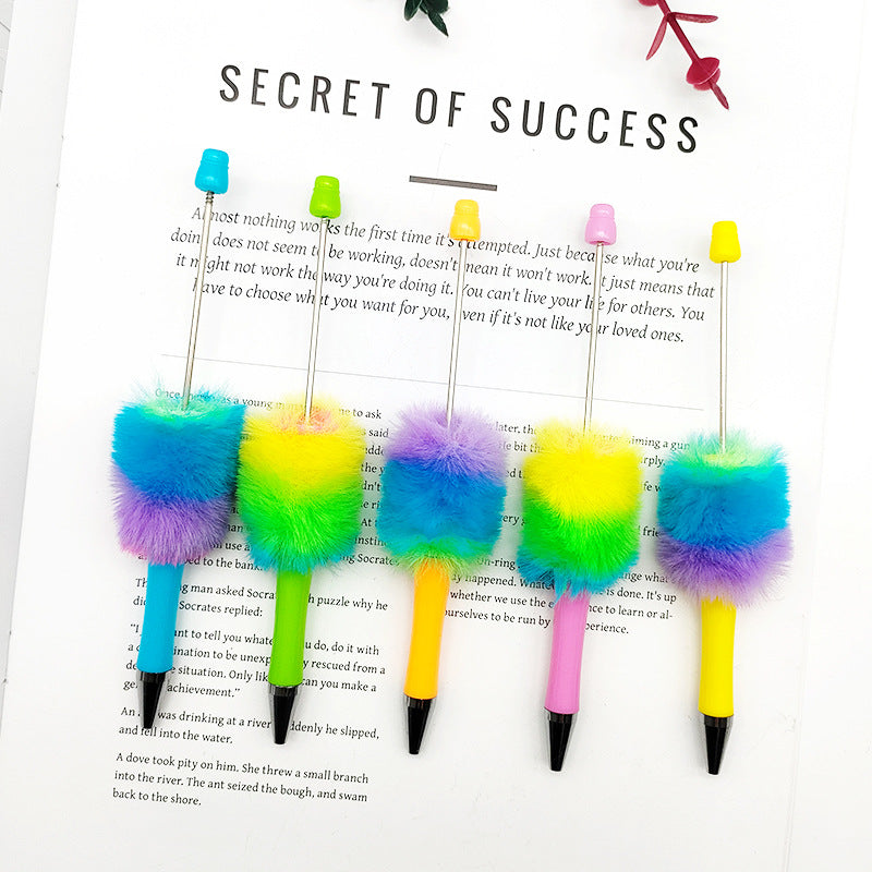 Rainbow Plush Beaded Pen