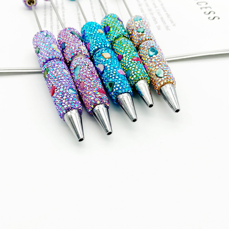 Electroplated Multicolored Shell Full Diamond Beadble Pen