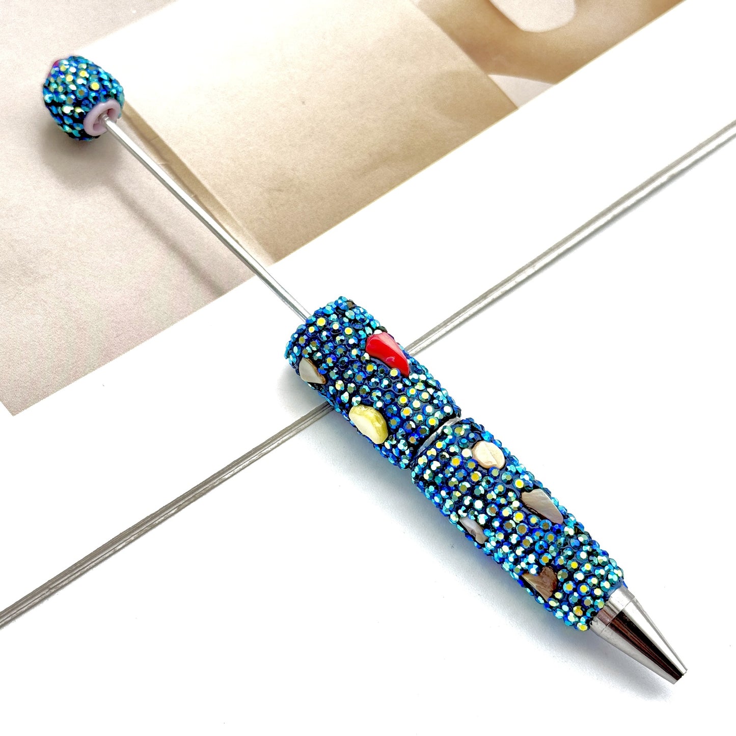 Electroplated Multicolored Shell Full Diamond Beadble Pen