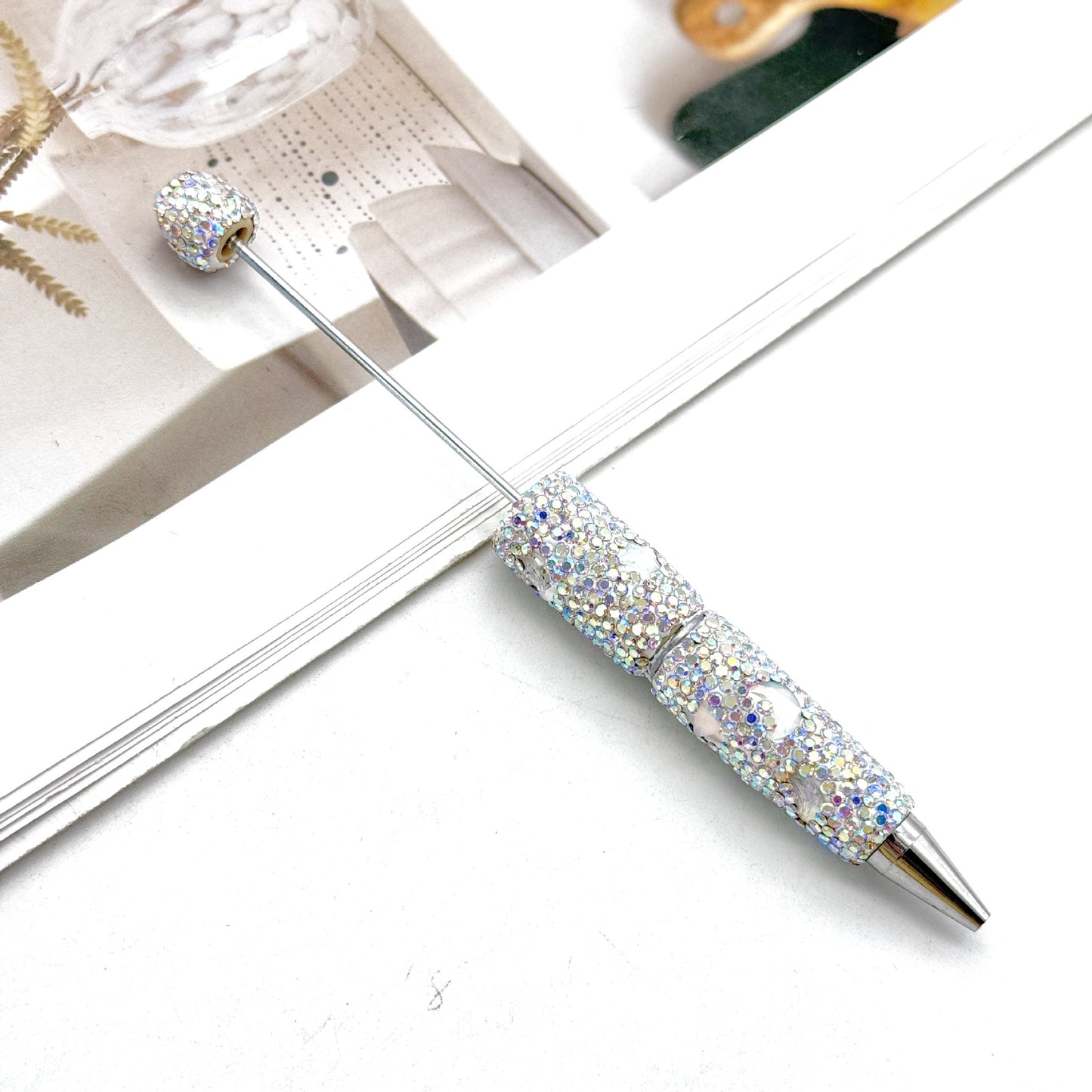 Star Moon Mocha Diamond-Studded Beaded Pen
