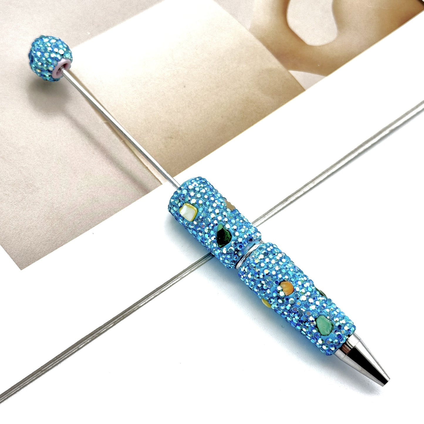 Electroplated Multicolored Shell Full Diamond Beadble Pen