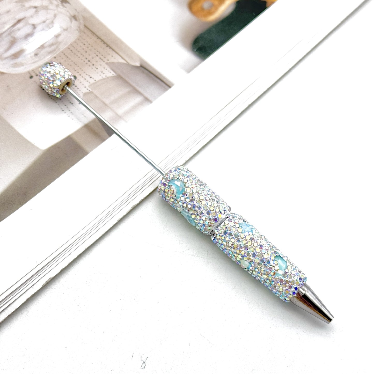 Star Moon Mocha Diamond-Studded Beaded Pen