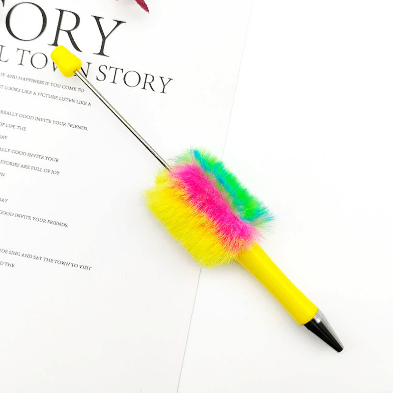 Rainbow Plush Beaded Pen