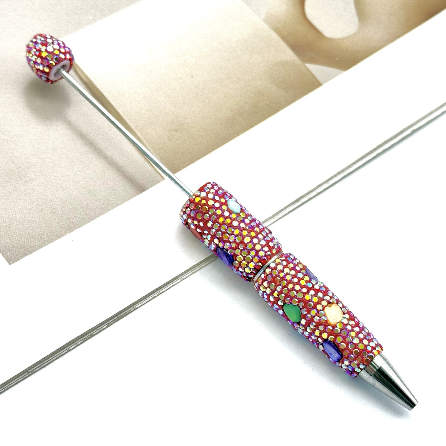 Electroplated Multicolored Shell Full Diamond Beadble Pen