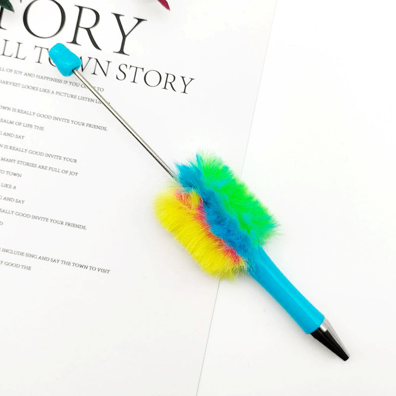 Rainbow Plush Beaded Pen
