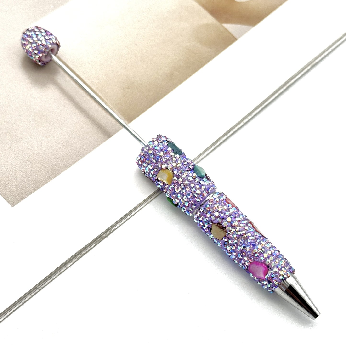 Electroplated Multicolored Shell Full Diamond Beadble Pen