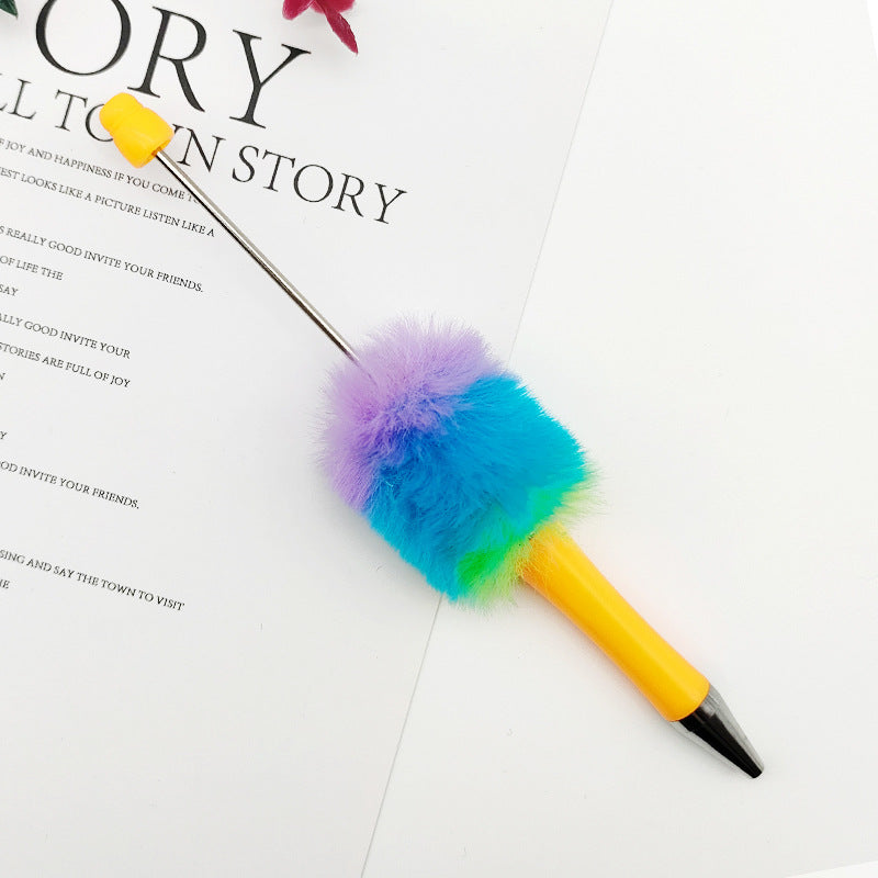 Rainbow Plush Beaded Pen