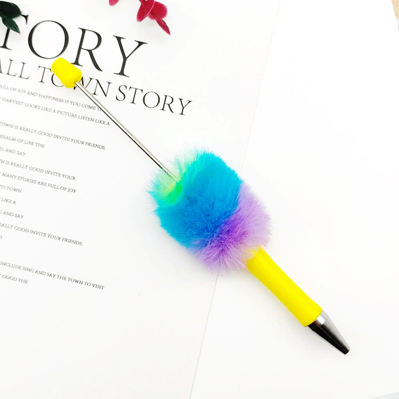 Rainbow Plush Beaded Pen