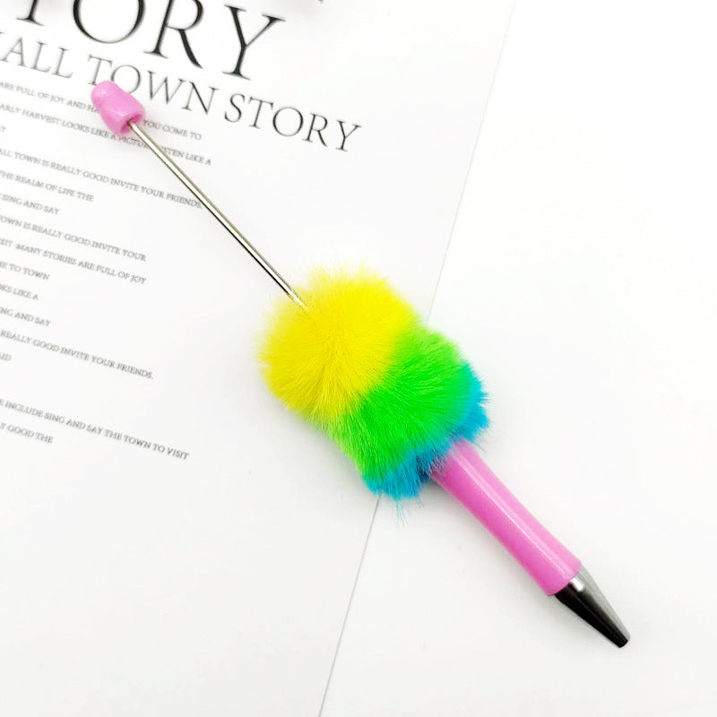 Rainbow Plush Beaded Pen