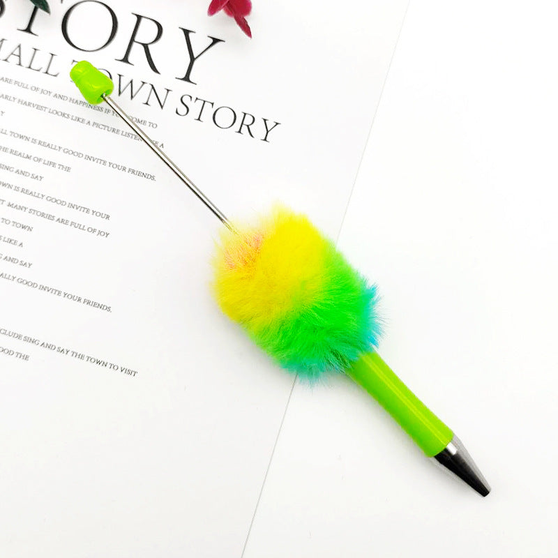 Rainbow Plush Beaded Pen