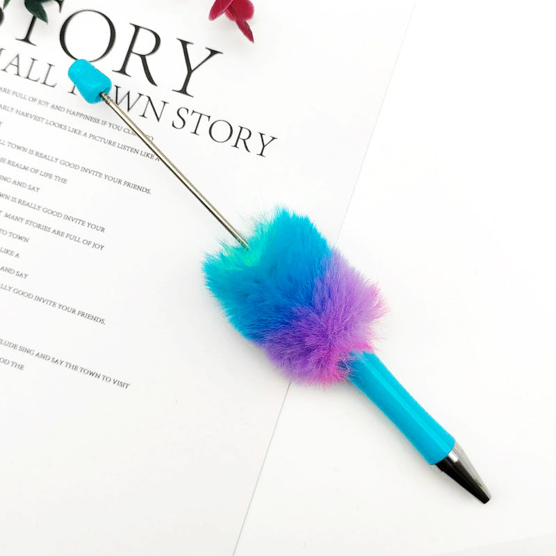 Rainbow Plush Beaded Pen