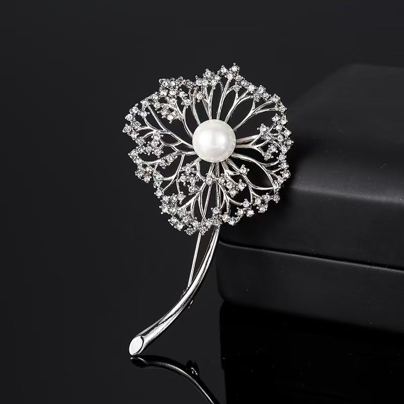 Dandelion flower brooch