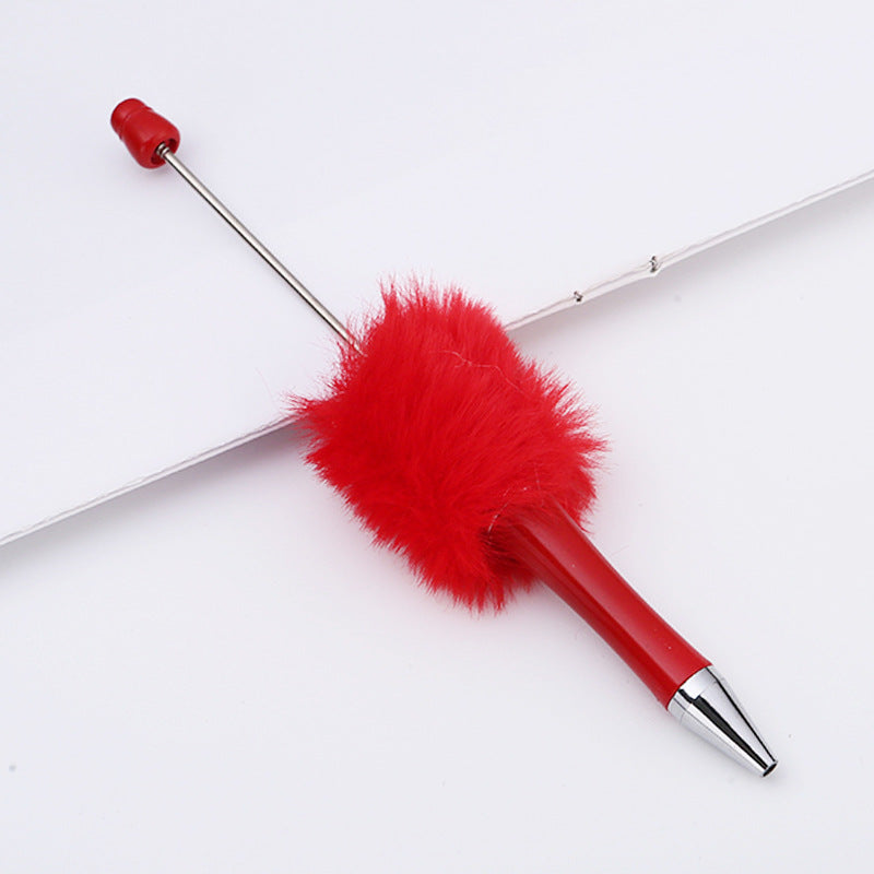 Leopard-print Plush Beaded Pen