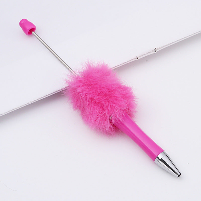 Leopard-print Plush Beaded Pen