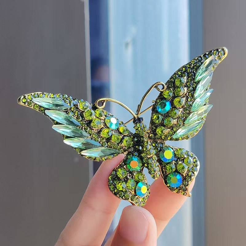 Colorful Diamond Butterfly Brooch