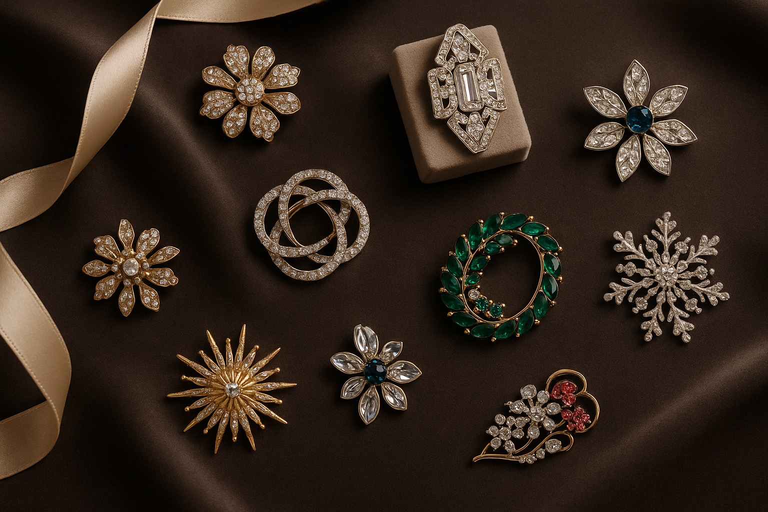 以佩戴胸针为主体，生成一个适合独立站使用的3:2横幅