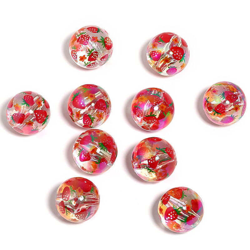 Butterfly Strawberry Print Beads