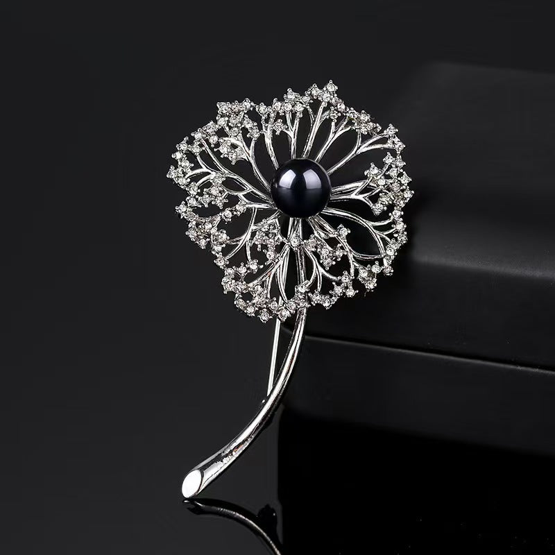 Dandelion flower brooch