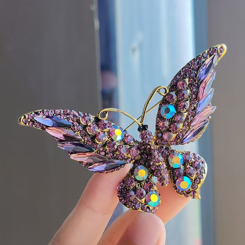 Colorful Diamond Butterfly Brooch