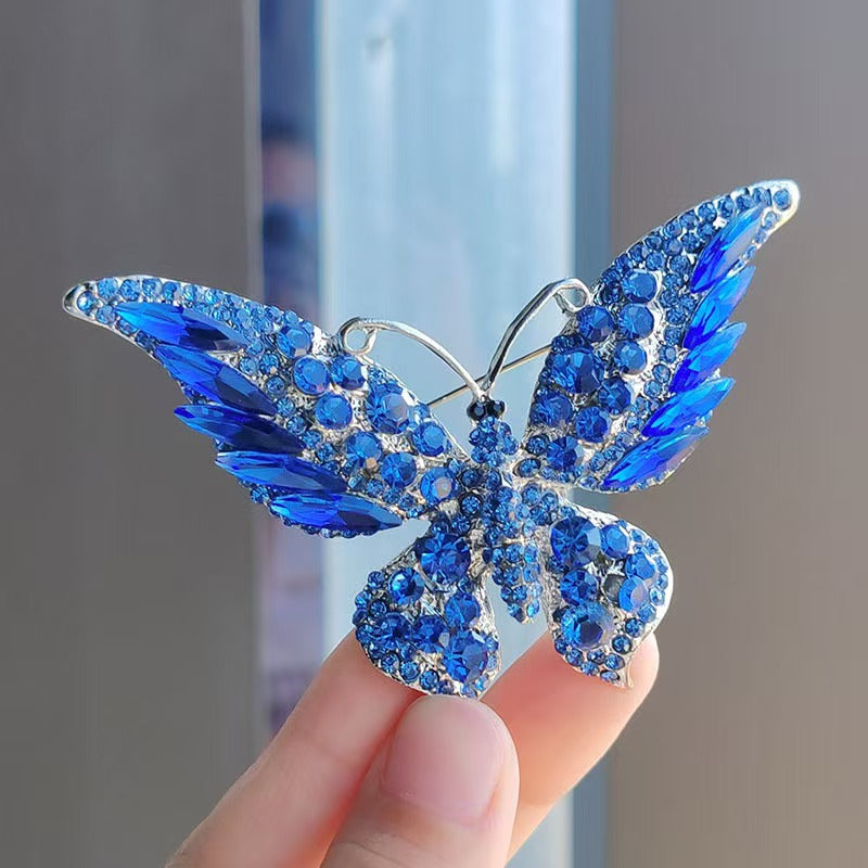 Colorful Diamond Butterfly Brooch