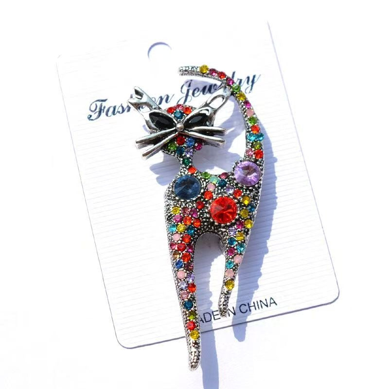 Diamond Cat Brooch