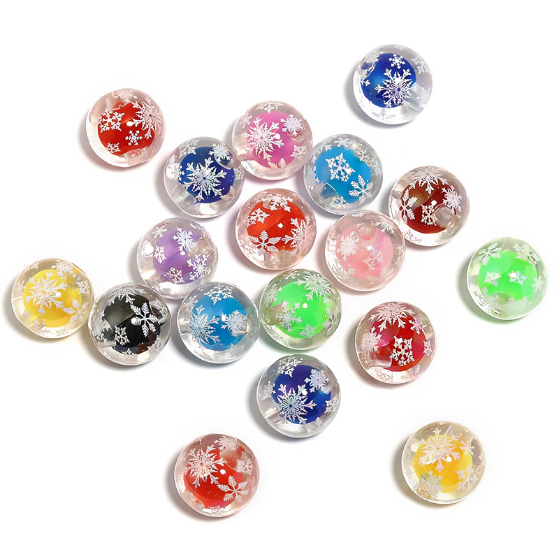 Christmas Colorful Printed Beads（16mm）