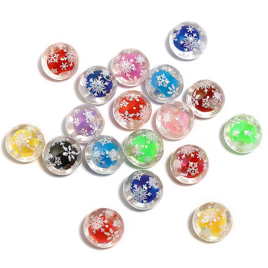 Christmas Colorful Printed Beads（16mm）